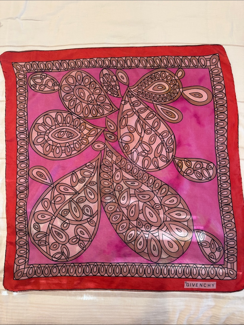 Vintage Givenchy Pink & Red Scarf